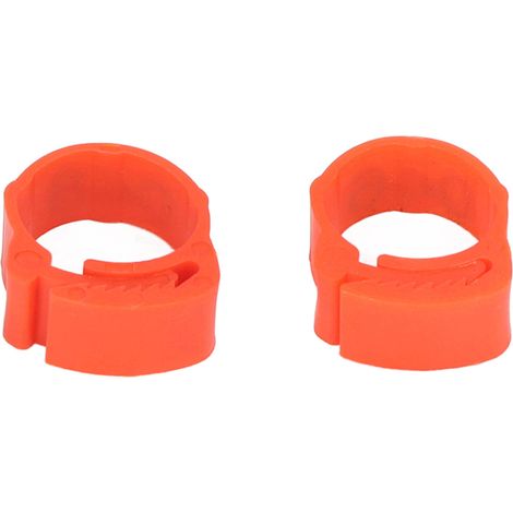 50 anneaux rétractables numérotés pour pattes de poulet, canards, oies et autres volailles, couleur orange. (1/5)