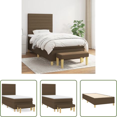 vidaXL Tête de lit réglable - Sommier à lattes de lit avec matelas Marron foncé 80x200 cm (1/5)