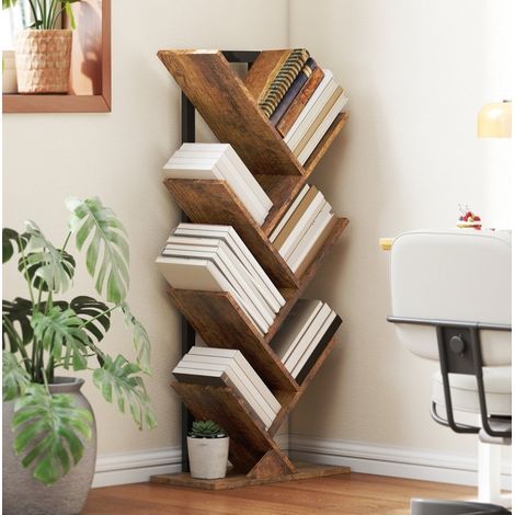 Libreria a forma di albero, 7 livelli, 50 x 24 x 109 cm, marrone rustico HAVRYA (1/5)