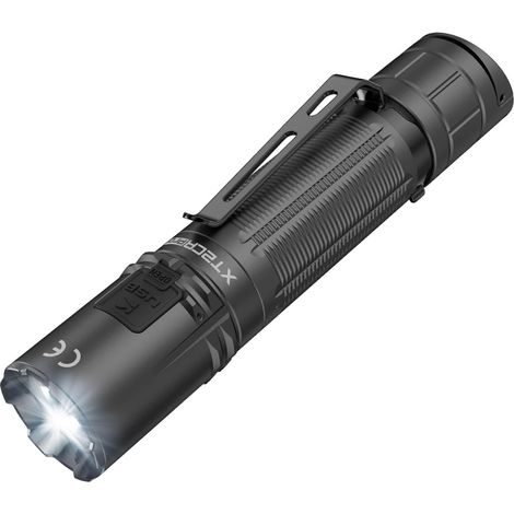 XT2CR Pro 2100 lumens Tactique Lampe de Poche Rechargeable Ultra lumineuse,LED lampe torche étanche pour camping en plein, avec Holster (XT2CR Pro) (1/5)