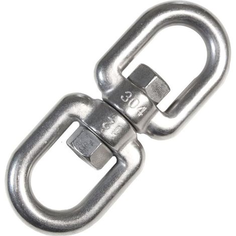 Emerillon in steel inox 10x125mm 2 rings detachee in metal stainless for hung seat suspendus max 420kg (1/4)