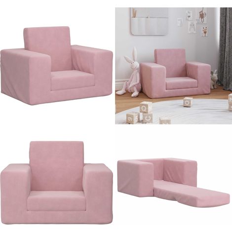 vidaXL Canapé-lit pour enfants Rose Peluche douce (1/5)