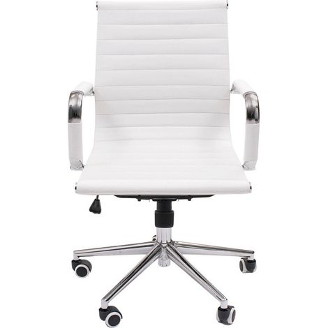 Sillón de despacho MANAGER, tapizado en polipiel, base color cromo, respaldo bajo, 64x62x88/98 cm PP BLANCO (1/5)