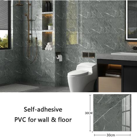 (Style 5, 10 pièces - 30x30cm) Stickers muraux en PVC, papier peint imitation carrelage céramique, imperméable, décoration de fond. (1/3)
