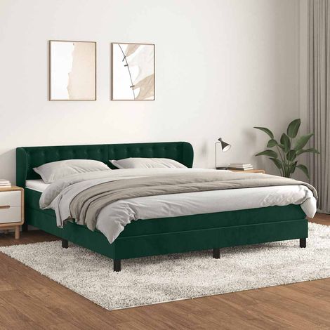 Sommier à lattes de lit et matelas Vert foncé 180x200cm Velours (1/5)