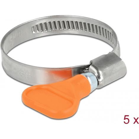 Delock Abrazadera de manguera de mariposa de acero inoxidable 400 SS 30 - 45 mm 5 piezas naranja