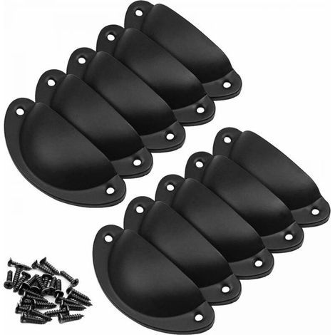 Door Knobs Set of 10 Black Handles Vintage Furniture Knobs Metal Shell Drawer Knobs and Furniture Knob for Cupboards Wardrobe Dresser Drawers (1/4)