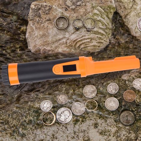 HS-10 IP68 Tragbarer, wasserdichter Metalldetektor mit LCD-Display und Positionierungsgurt, Orange/Grün (1/5)