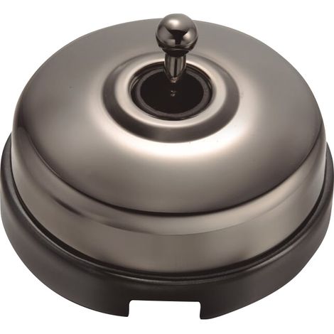 DIMBLER - Interrupteur Va & Vient Porcelaine Noire Coque Nickel Satiné Réf. 60308793 (1/2)
