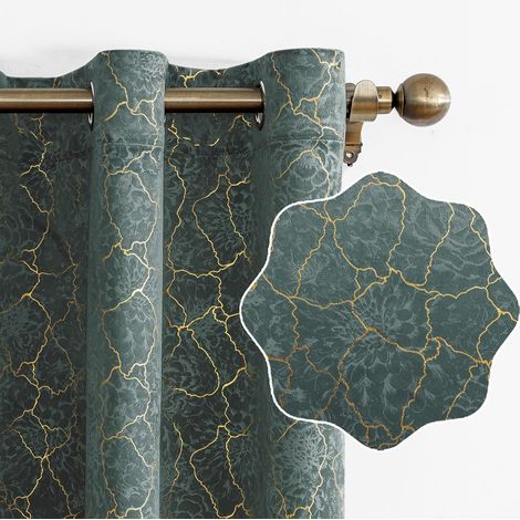 Rideau Occultant Velours Lot De 2, 140x245cm, Rideaux Salon Rideau Thermique Isolant Anti Chaud Intérieurs, Rideau Phonique Anti Bruit, Moderne Chambre Maison Dressing, Vert Foncé (1/5)
