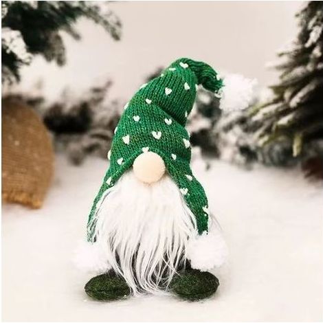 Décoration de lutin de Noël Ornements de Noël Cadeau de Thanksgiving Nain suédois Peluche Elfe du Nether Figurine Poupée Bureau Petit Mignon Vert (1/4)