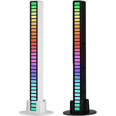 Paquete de 2 tiras de luces LED con ritmo musical, luz ambiental de escritorio que cambia de color activada por sonido para la decoración de fiestas navideñas y salas de juegos. (1/5)