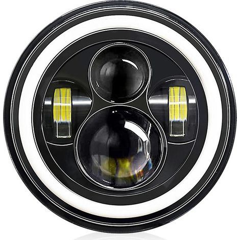 2-teiliger 7-Zoll-LED-Scheinwerfer für Auto/Motorrad mit Tagfahrlicht/Blinker/Abblendlicht/Fernlicht – 14 W – Schwarz