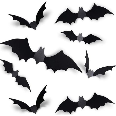Decoraciones de Halloween, 60 piezas, decoraciones de murciélagos, murciélagos de Halloween, pegatinas de arañas 3D para interiores, Batman DIY (1/5)