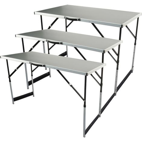 Set de mesas plegables multiusos 3 piezas aluminio Brüder Mannesmann (1/4)