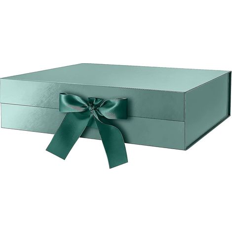 Grande boîte cadeau avec ruban 13 x 9,7 x 3,4 pouces, boîte pour demande en mariage aux garçons d'honneur, grande boîte cadeau verte avec couvercle. (1/5)