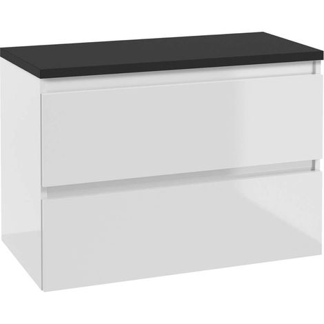 kielle Nefia - Mueble con encimera debajo del fregadero 80x55x46 cm, blanco brillante/negro mate 50027S850 (1/4)