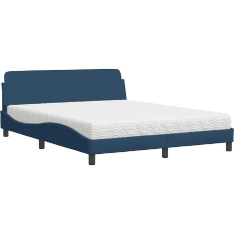 Bett mit Matratze Blau 160x200 cm Stoff vidaXL199398 (1/5)