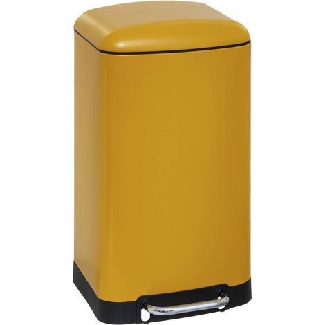 5Five Simply Smart – Poubelle 30 litres en métal jaune à pédale – Mécanisme ralenti – Bac amovible pour nettoyage facile – Compatible sacs 50L (1/6)