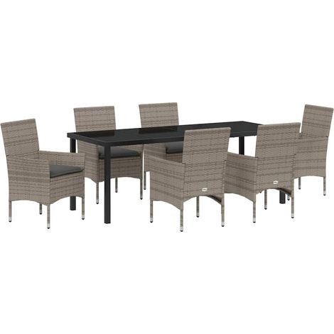 Maison Exclusive - Set da Pranzo per Giardino con cuscino 7 pcs Grigio polyrattan