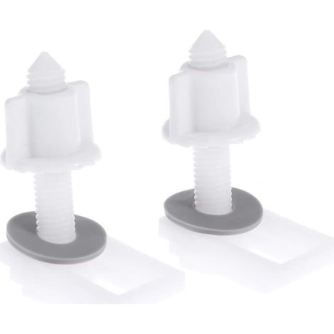Set di 6 cerniere in plastica per sedili WC con dadi e rondelle.