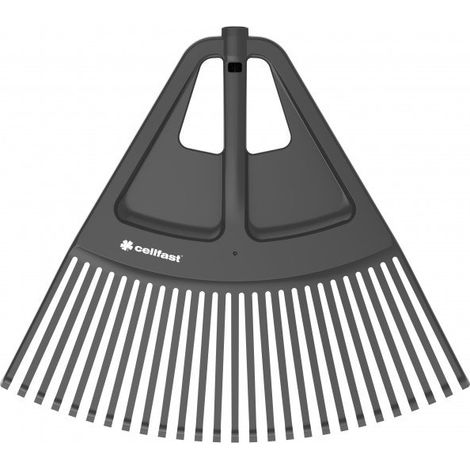 Cabezal de Rastrillo con Ventilador Cellfast 40-314, ideal para jardinería, ancho de trabajo de 65 cm, 27 dientes flexibles, plástico resistente, compatible con mangos universales