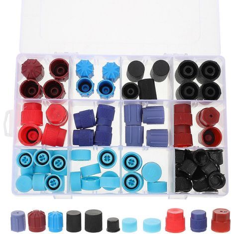 77 bouchons de valve de climatisation pour véhicule, couvercles de valve de climatisation, cache-poussière pour ports de climatisation automobile-2.00X1.00X1.00CM-Multi (1/3)