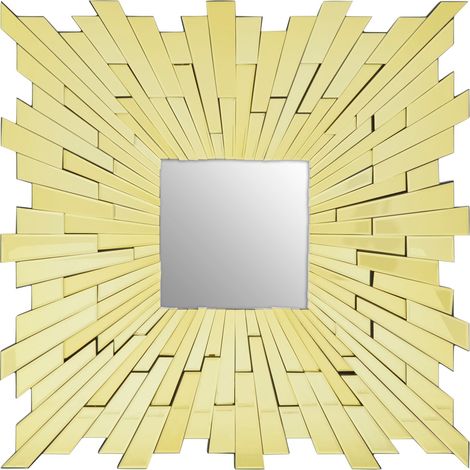 Premier Housewares Wall Mirror Bathroom / Bedroom / Hallway Wall Mounted Mirrors With Matte Gold Finish / Minimalistic Square Mirrors For Living Room 1 x 90 x 90 (1/5)
