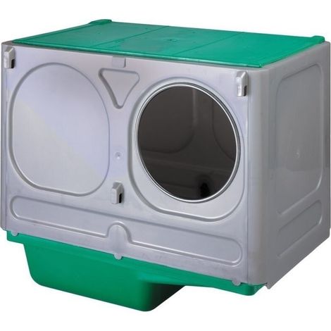 Nid pour lapins 43x28x37 cm – Plastique résistant – Protection anti-morsure en acier inoxydable – Diamètre d'entrée 140 mm (1/2)