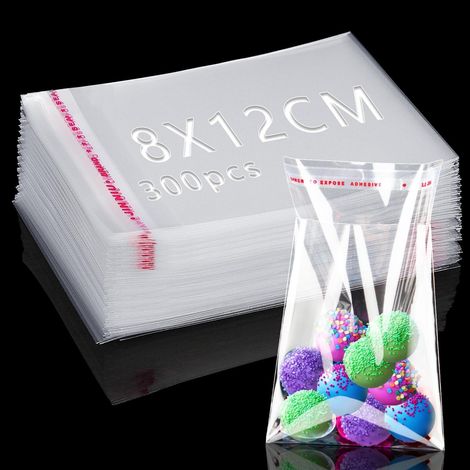 300 Pcs Sac Cellophane Transparent 12x8cm Sachet Plastique Adhesif (1/5)