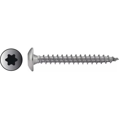 Vis à bois tête ronde large Torx inox A2 - 7 - 30