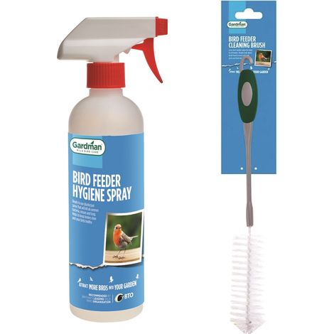 Gardman Bird Feeder Cleaning Anti Bac Spray 500ml and Long Handle Cleaner Brush