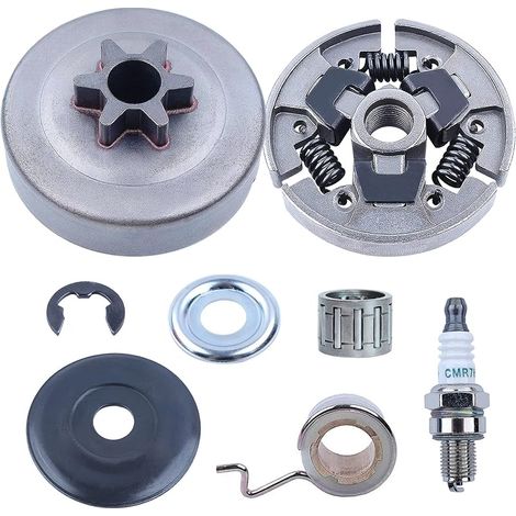 Pignon et Embrayage Kit pour Tronçonneuse STIHL MS211 MS181 MS171, Tambour Embrayage + Pignon + Bougie + Roulement + Vis sans fin + Rondelle Pieces Detachees 8 in 1