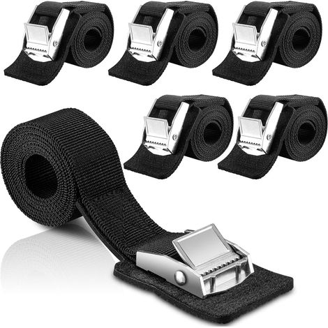 4 Sangle a Cliquet 1m Sangles d'arrimage Sangles de Tension avec Boucle Sangle de Serrage avec Rembourrage pour Bagages Vélo Moto Remorque Largeur 25mm Charge Maximale 250 kg (1/5)