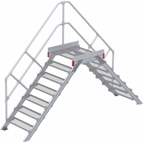 Euroline 512 Überstieg 45° 800mm Stufenbreite 2x7 Stufen Stahl Gitterrost