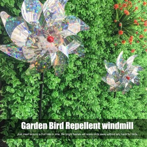 Lot de 10 effaroucheurs d'oiseaux décoratifs pour jardin, anti-pigeon, anti-oiseaux, moulin à vent réfléchissant pour protéger le jardin, le verger et la cour (1/3)