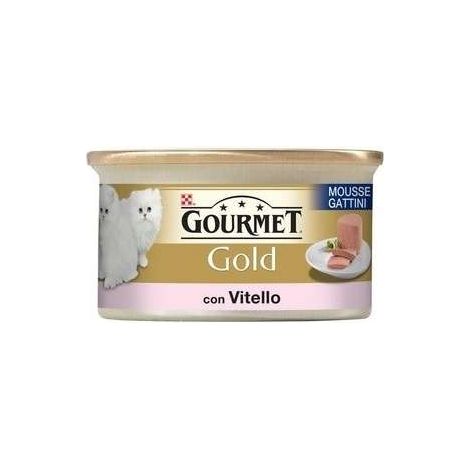 Purina Cat Gourmet Gold Mousse Gattini con Vitello - Purina Cat Gourmet Gold Mousse Gattini con Vitello - Lattina Da 85 Gr (1/3)