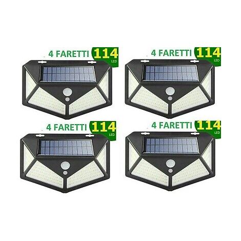 4pcs Lampada luce faretto faro esterno energia solare 114 LED sensore movimento (1/3)