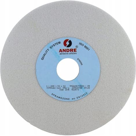 Disco abrasivo plano Andre de 200 mm x 32 mm x 32 mm, 99A60K7VE01-35, blanco, "TIPO 1".