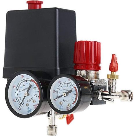 Válvula de control del interruptor de presión del compresor de aire 90-120 PSI + regulador de presión (1/5)