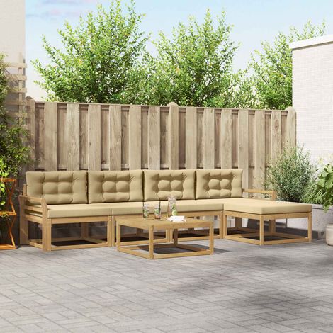 vidaXL Outdoor-Sofagarnitur 6 pcs Weiß und Beige 79 x 79 x 37 cm (1/5)