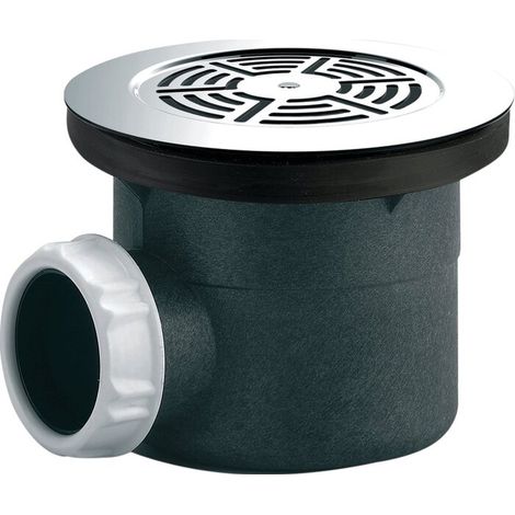 Valentin – Bonde de lavabo polypro à visser Ø 90 mm – Sortie conique Ø 40 mm – Grille inox poli – Pour chantiers humides