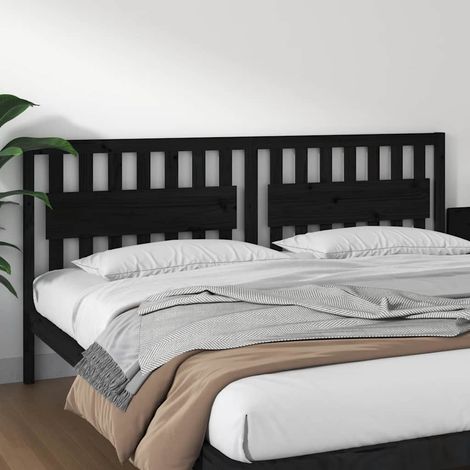 Tête de lit noire en bois de pin massif 205,5 x 4 x 100 cm avec soutien dorsal - PANGIVO (1/5)