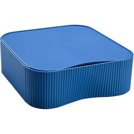 Stapelbare und flexible Besteckbox, Aufbewahrungsbox für den Schreibtisch, Schmuck- und Kosmetikbox, 23 x 22 x 8 cm, blau