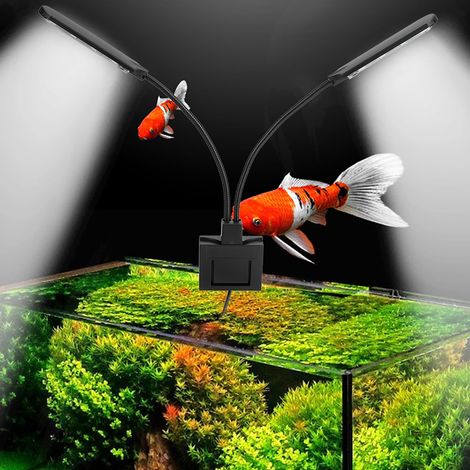 Lampe aquatique à pince double tête X7 10W haute luminosité pour aquarium (1/5)