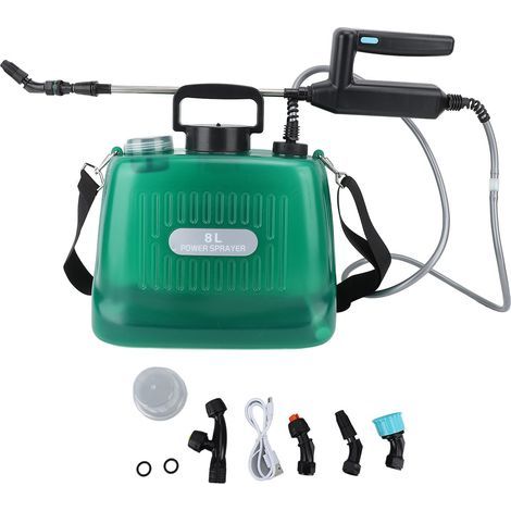 Pulvérisateur électrique alimenté par batterie de 2.1 gallons, batterie de 2000mAh, pulvérisateur de jardin portable rechargeable par USB, vert (1/5)