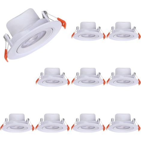 V-Tac – Lot de 10 spots LED encastrables orientables 7W – CCT 3000-4000-6500K – Faisceau 38° – Installation Ø 68-75mm – Durée de vie 20 000h (1/5)