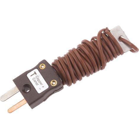 Thermocouple type T, L 2m, +220°C max à Fiche mâle miniature ( Prix pour 1 )