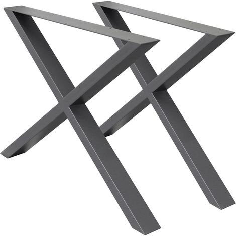 ECD Germany 2 x Gambe per Tavolo Antracite Struttura Telaio Design a X Incrociate - 60 x 72 cm - in Acciaio Verniciato a Polvere Stile Industriale - Piedini Supporto Scrivania Casa Ufficio