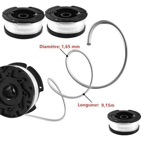 Bobine Fil Coupe Bordure pour Black et Decker Coupe-Bordures, 8 Bobine de Fil Debroussailleuse avec 2 Couvercle de Bobine et 2 Ressort, Bobines A6481 A6485 Compatible avec Black et Decker Af-100 (1/4)